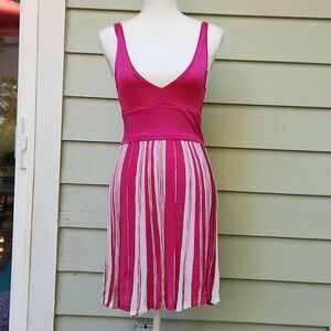 Guess Jeans Y2K knit Plunge Magenta Stripe Dress